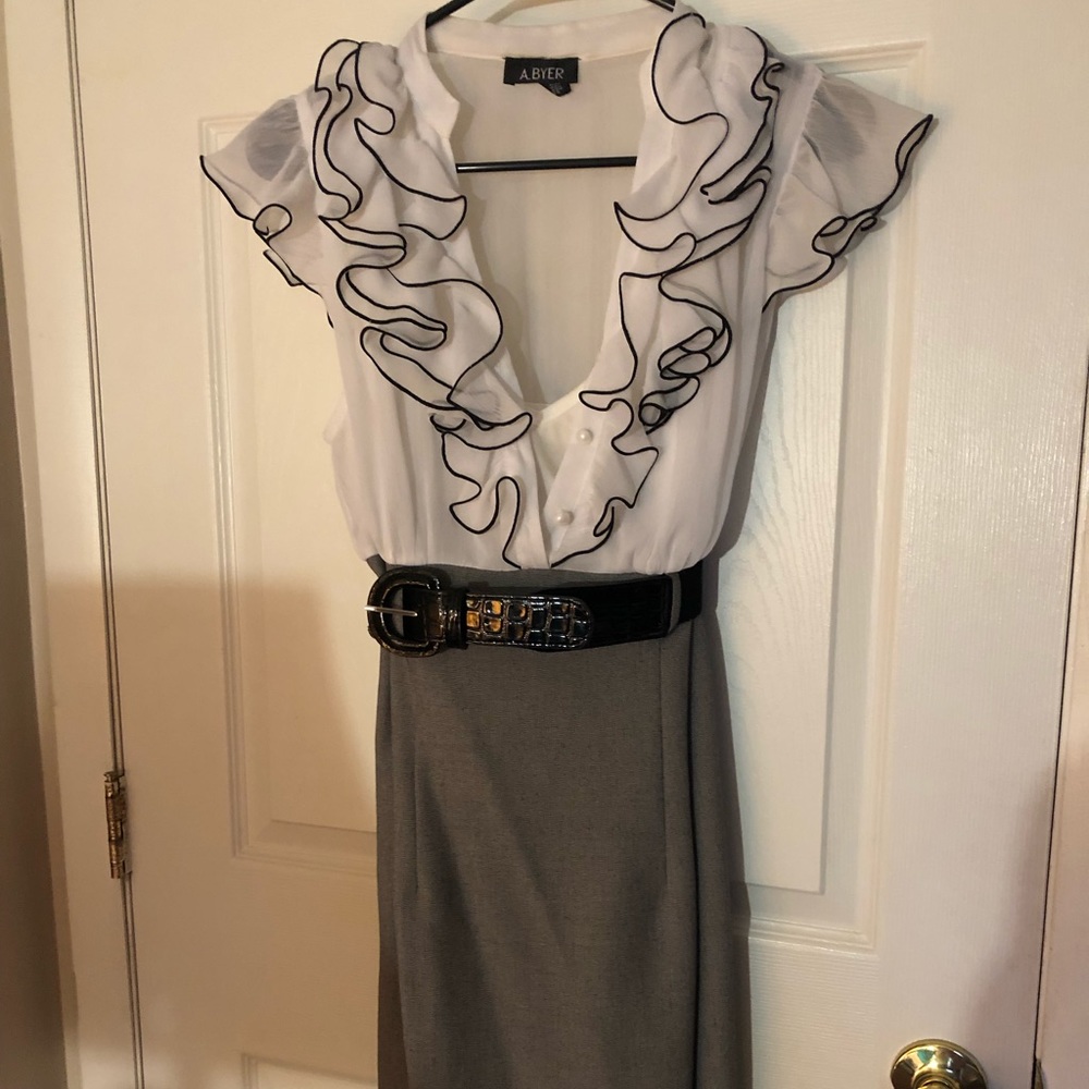 Grey and white dress